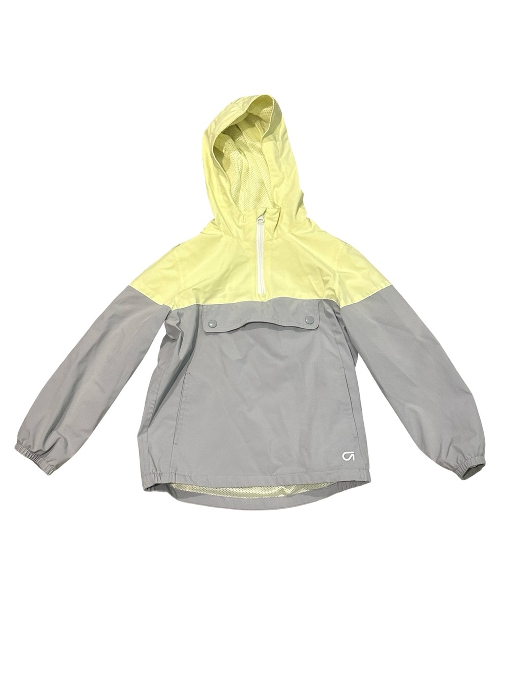 EUC Gap Fit Boys Size Small Two-Tone Hooded Windbreaker Jacket - Yellow & Gray